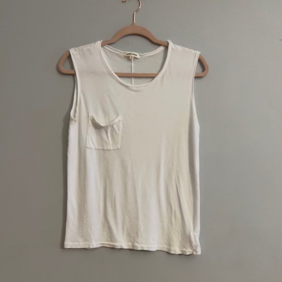 Cotton Citizen Size Small White Sleeveless Pocket Tee - Picture 1 of 3